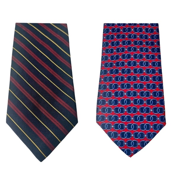 BROOKS BROTHERS Set of 2 Ties 100% Silk Patterned Striped - Picture 1 of 15